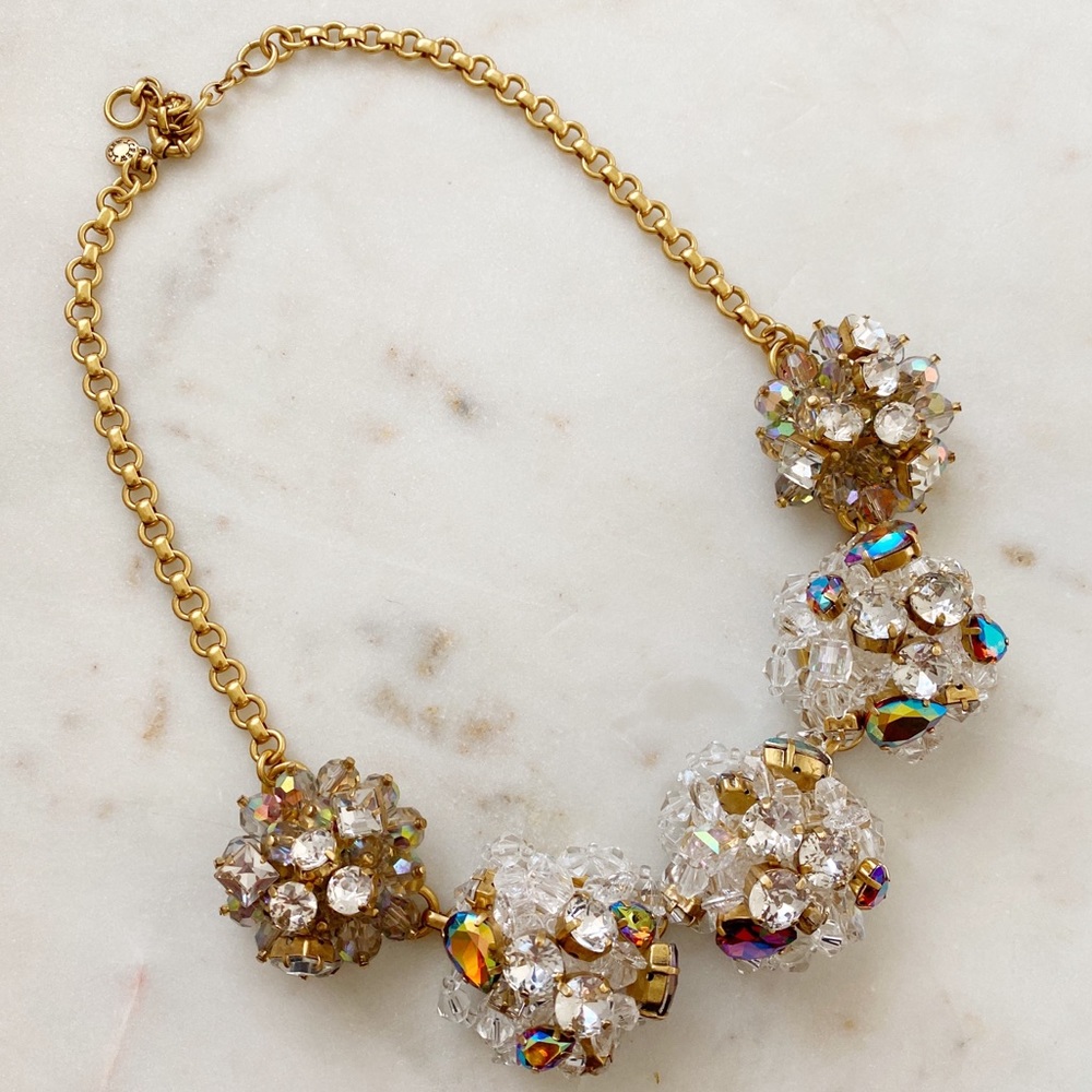 NEW J.Crew beaded crystal cluster necklace NWOT